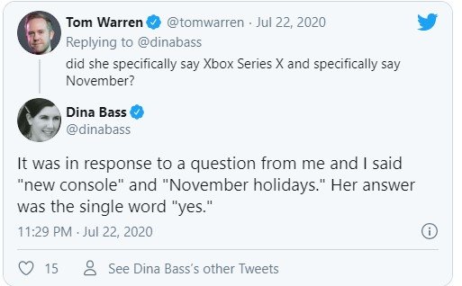 Tweet-Dina-Bass-Bloomberg-Sortie-Xbox-Series-X-Novembre-2020