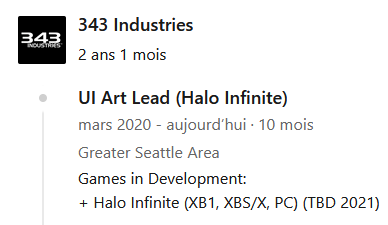 Halo Infinite : extrait du profil de Chad Mirshak, UI Art Lead
