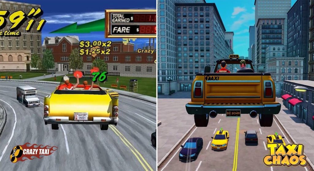 Comparatif entre Taxi Chaos et Crazy Taxi