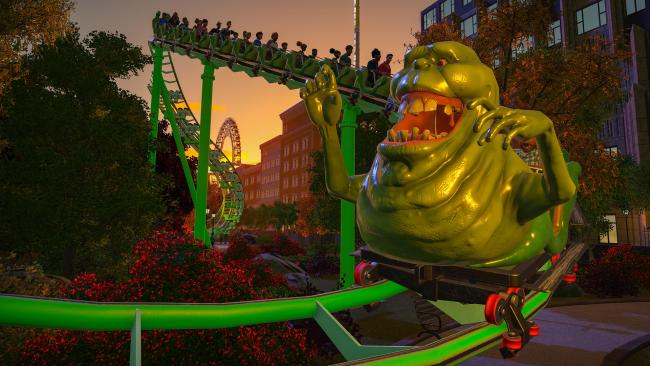 Aperçu d'une attraction Ghostbusters dans Planet Coaster