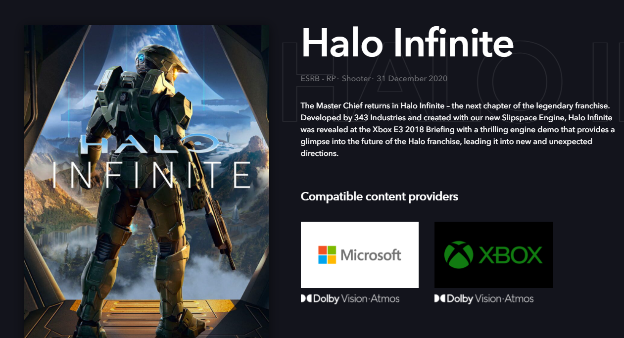 Halo Infinite compatible en Dolby Atmos et Vision