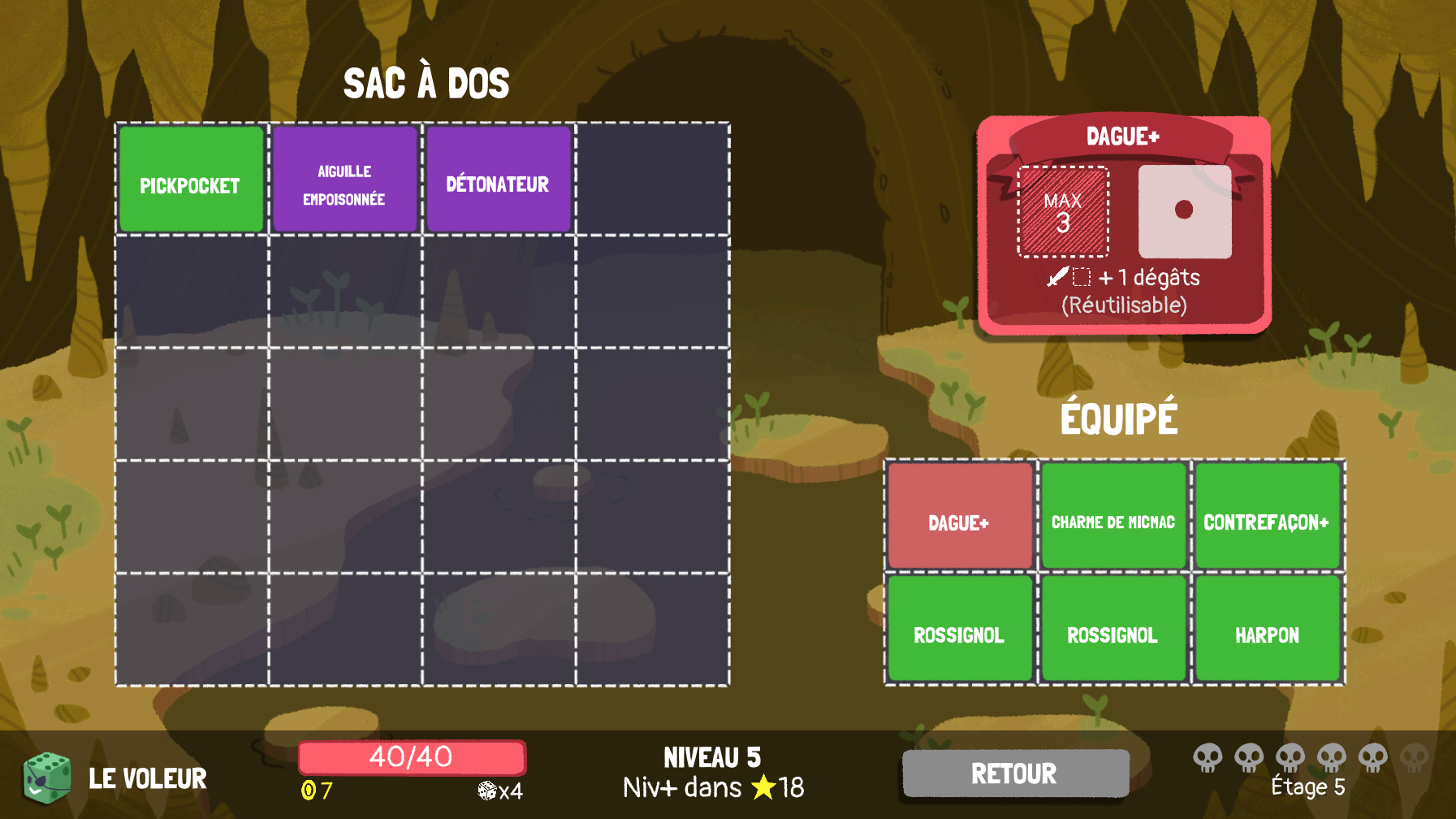 Dicey Dungeons inventaire