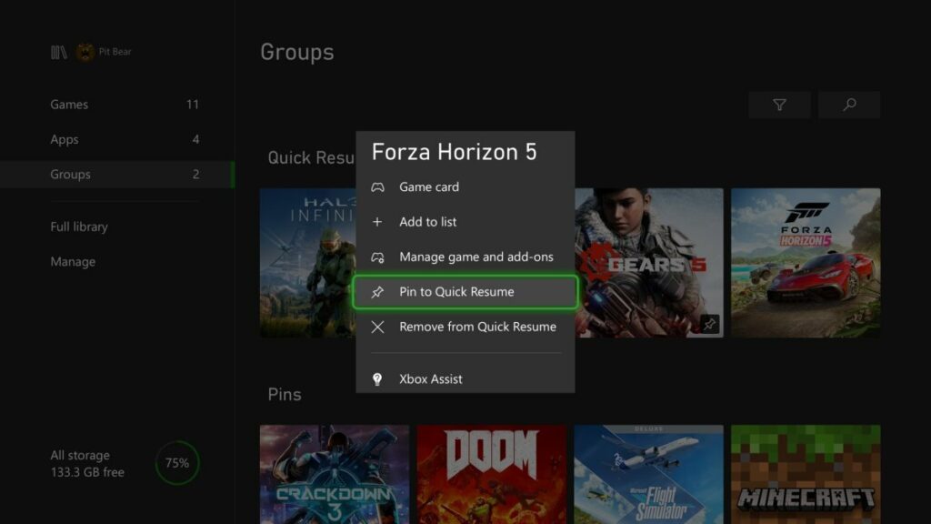 Xbox-epingle-Quick-Resume